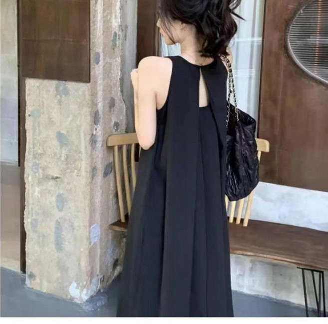 하라크 여자 여름용 민소매 A라인 나시 롱 원피스