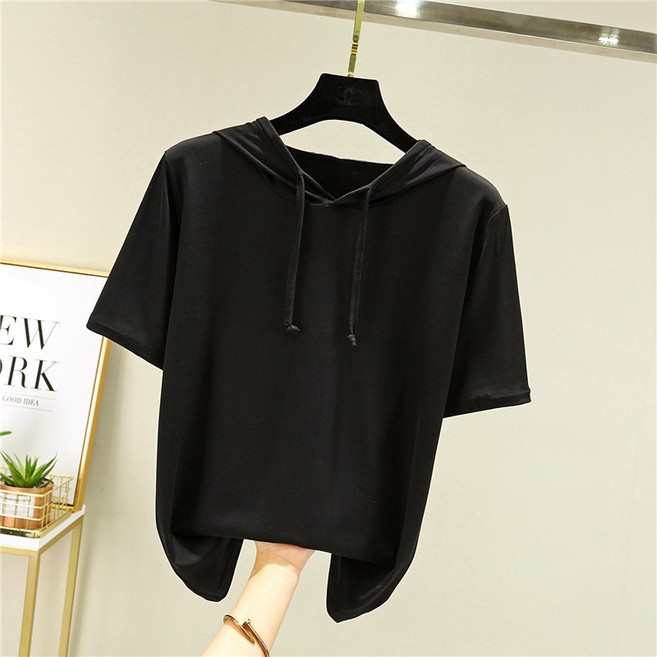 라오농 여성용 여름 빅사이즈 아이스 후드 루즈핏 니트 반팔 티셔츠 PGK04J