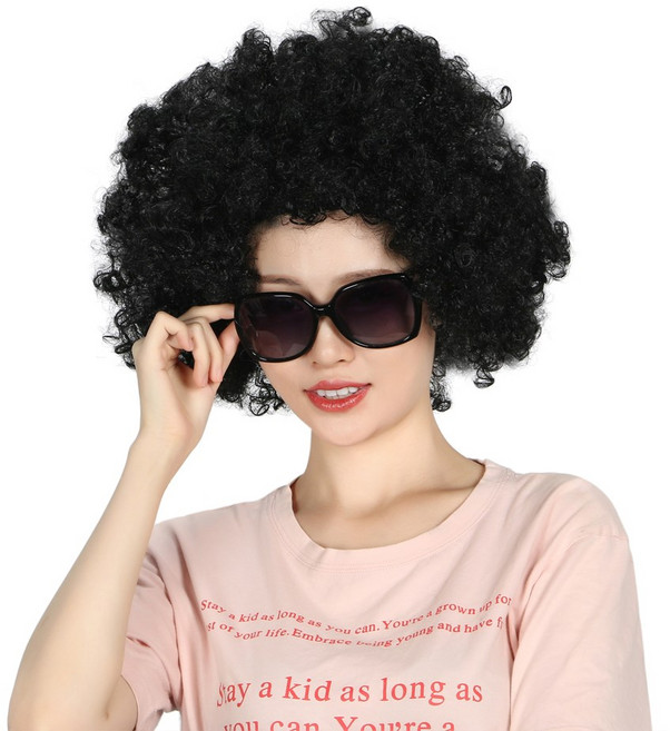 도매파티 점보 뽀글이 가발-파티 파마 코믹 노래방, 2.점보 검정색