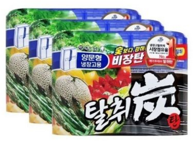 애경 냉장고 탈취제 탈취탄 냉동실용 70g X 3개, 애경 냉장고 탈취제 탈취탄 양문형 냉장실용 240g X