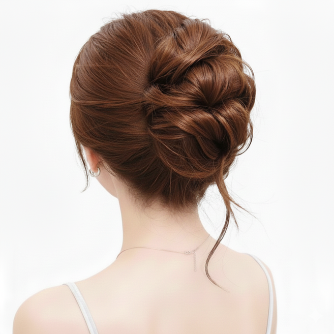 노블바인 볼륨 똥머리 부분가발 번메이커 업스타일, 1개, 밀크브라운