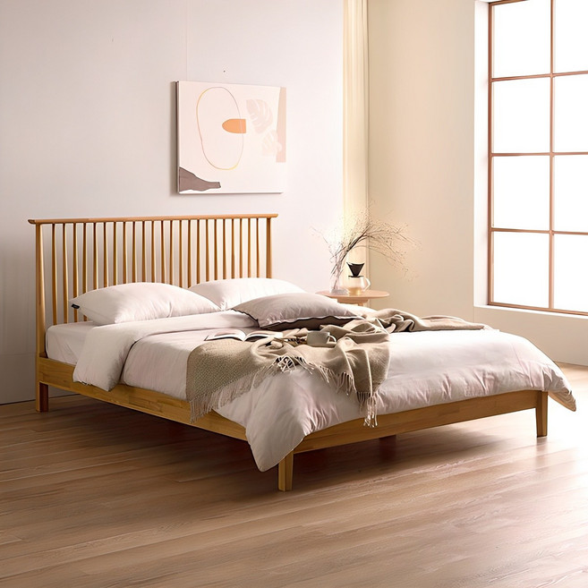 [즉시할인] 스칸디아 메이 프리미엄 원목 침대(슈퍼싱글&퀸) - 매트리스 제외/포함(2Colors), 내추럴, 01. SS-매트제외