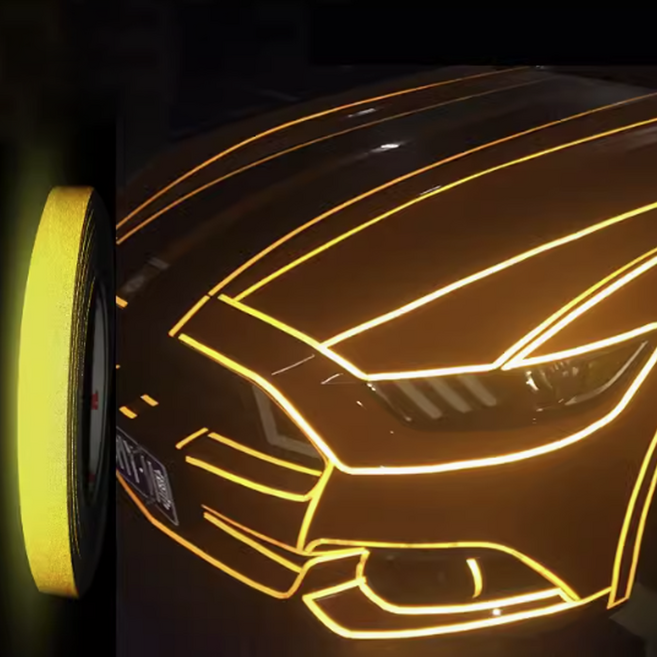 3M 쓰리엠 라인 빛 반사 테이프 자동차 오토바이 자전거 차량용 튜닝 데칼스티커, 옐로우, 1개