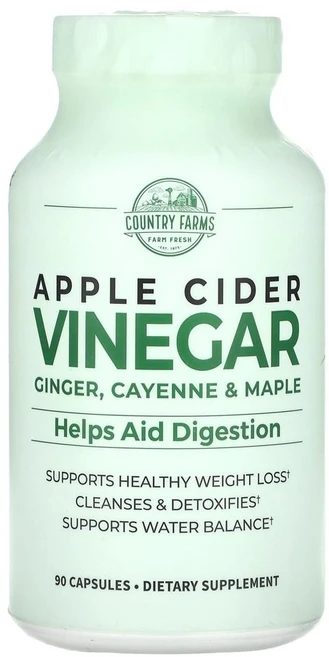 컨트리 팜스 애플 사이더 비니거 위드 진저 카옌 & 메이플 Country Farms Apple Cider Vinegar Ginger Cayenne & Maple 90정, 1개 - 쿠팡