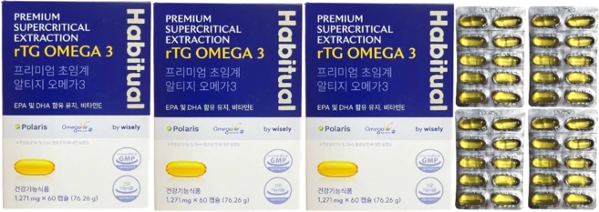 와이즐리 80% 순도 프리미엄 초임계 알티지 오메가3 1000mg, 3개, 60정 - 쿠팡