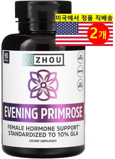 [정품보장]달맞이꽃 종자유 1400mg 감마리놀렌산 Zhou Nutrition 90정 X 2병, 2개 - 쿠팡