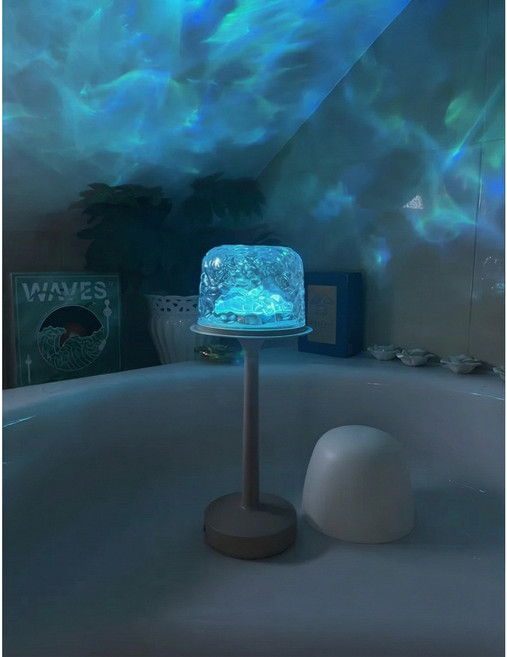 [리모컨 포함] LED 오로라 물결 회전 무드등 16색 크리스탈 바다 멍 조명 - 감성 침실 수면등 집들이 선물 인테리어 조명, 혼합색상