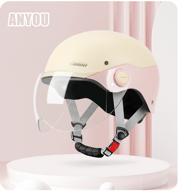 ANYOU 투톤 헬멧 전동 킥보드 헬멧 전기 자전거 헬멧, 핑크색