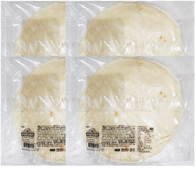 세미원푸드 미션 밀또띠아 8인치, 4개, 372g