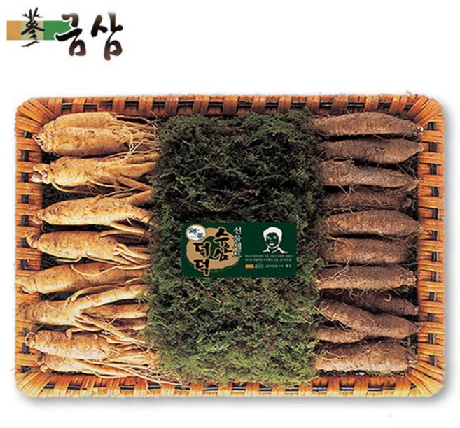 [금삼] 국내산 수삼 더덕세트 (수삼 500g + 더덕 500g), 1개