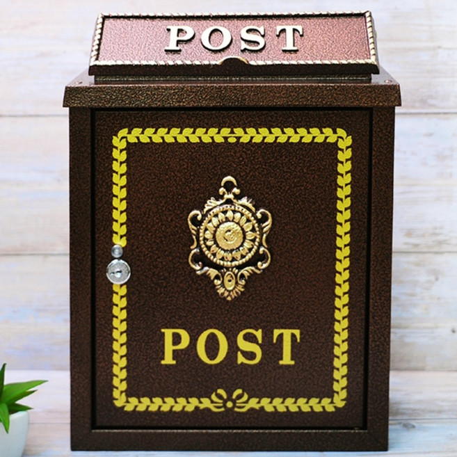 이더커머스 벽걸이 우체통 철재 우편함, 레드