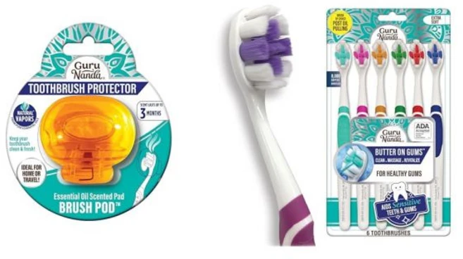구루난다 버터 온 잇몸 칫솔 6개 세트 울트라 소프트 브리슬 브러시 포드 1개 헤드 커버 필수 오일 증기 포 - 쿠팡