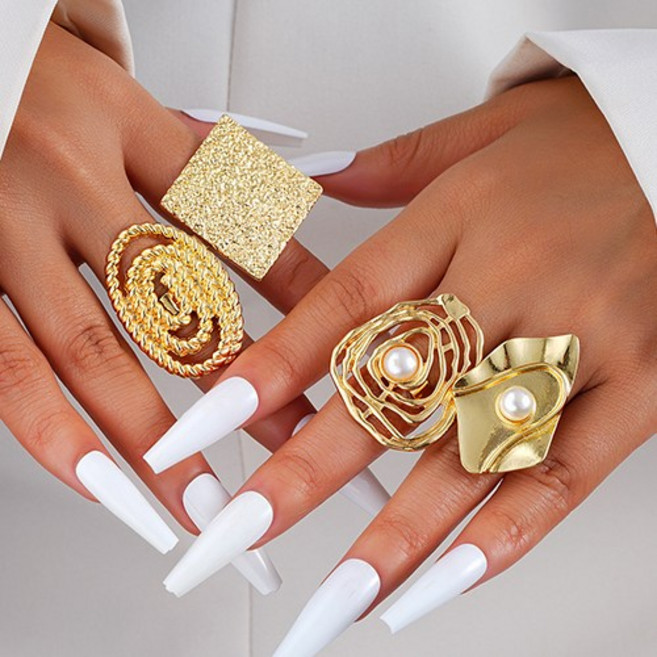 여성 럭셔리 파티 축제 공연 진주 포인트 볼드 오픈링 A2731