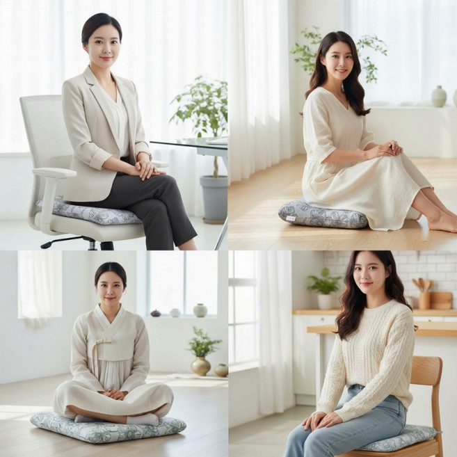 에보니아 고밀도 메모리폼 방석 45X45 미끄럼방지 두꺼운 사계절 사각 편한 체중분산 사무실 의자 학생