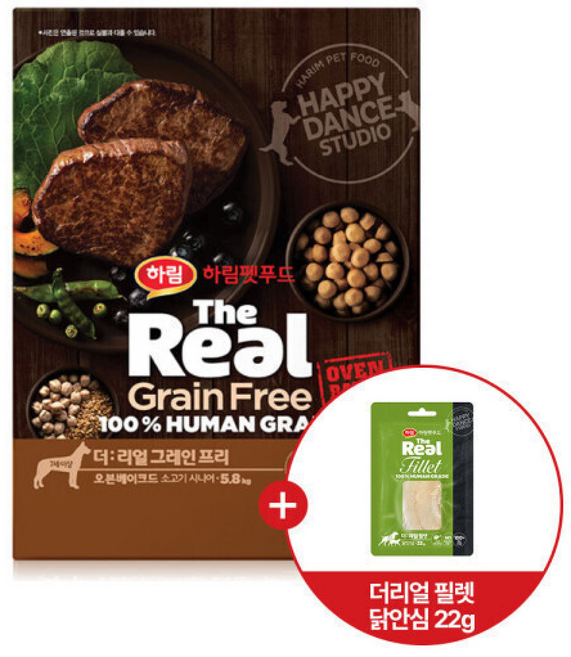 더리얼 그레인프리 오븐베이크드 소고기 시니어 + 더리얼 필렛 닭안심, 1개, 5.8kg