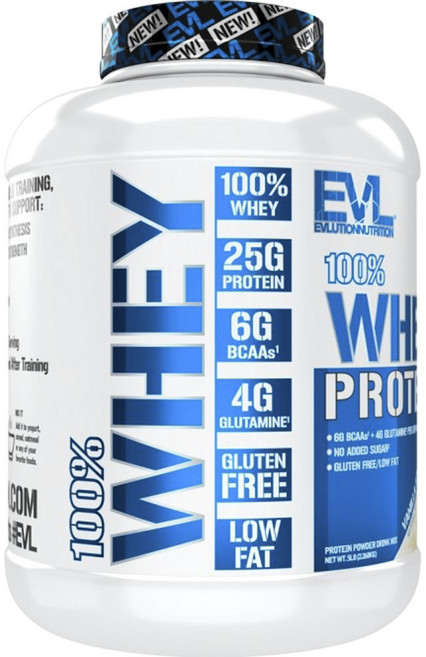 EVLUTIONNUTRITION 乳清蛋白粉 香草冰淇淋味 無麩質, 1罐, 2.268kg
