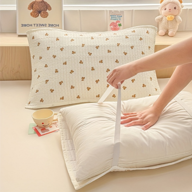 부드러운 촉감 이동 방지 고정끈 먼지 방지 보호 베개 커버 2p 세트