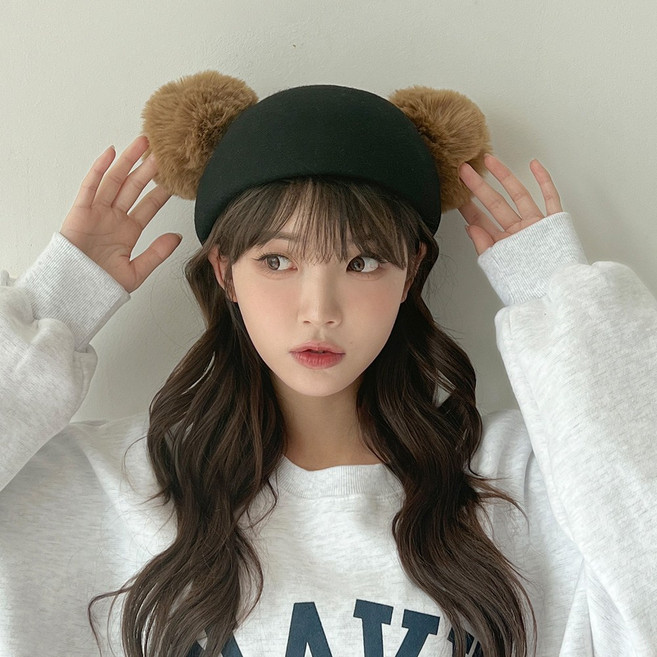 밍크 털 방울 펠트 제니 모자