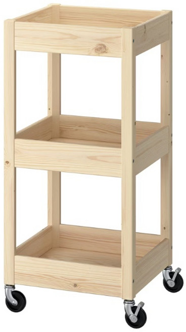 이케아 로스훌트 소나무 원목 우드 이동식 카트