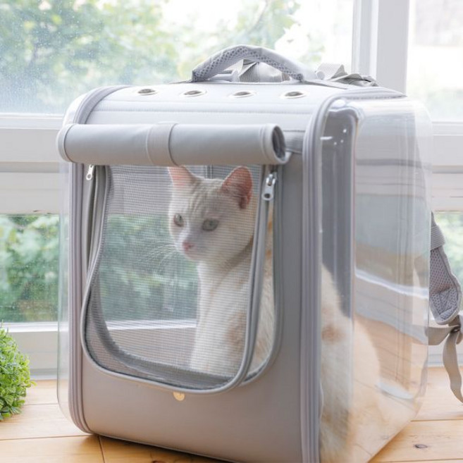 옥희독희 네모백팩 투명 고양이이동장 애견 강아지 가방 캐리어, 추가X, 1개