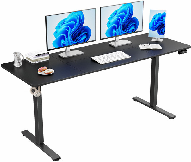 Ergomaker 전동 높낮이 조절 스탠딩 책상 학생 사무 게이밍 데스크 1700, 블랙