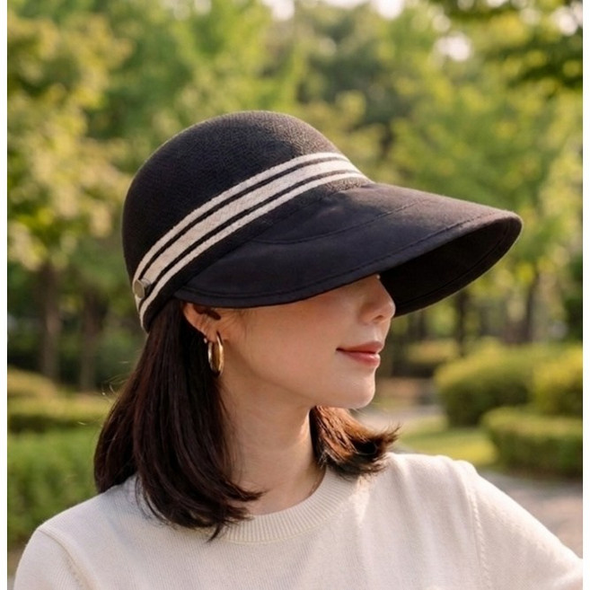 여성 썬캡 자외선차단 넓은챙 니트 모자 중년 여성 봄 여름 가을 외출용 UV 차단 모자