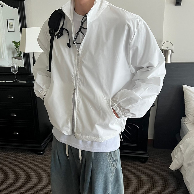 [퀄리티자신있게보장] 디엔 나일론 하이넥 집업 투웨이 스트링 오버핏 벌룬 바람막이 자켓 (4color) 고프코어 재킷 윈드 브레이커 개파카 야상 점퍼 봄 여름 가을