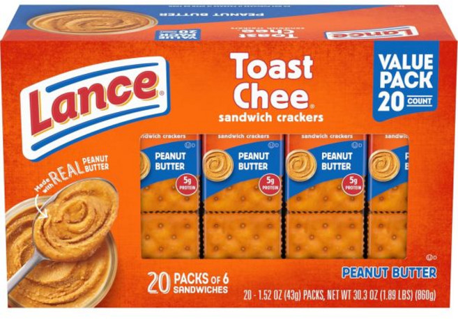 크래커 비스킷 Lance 랜스 샌드위치 선장 와퍼스 피넛 버터와 꿀, 43g, 1