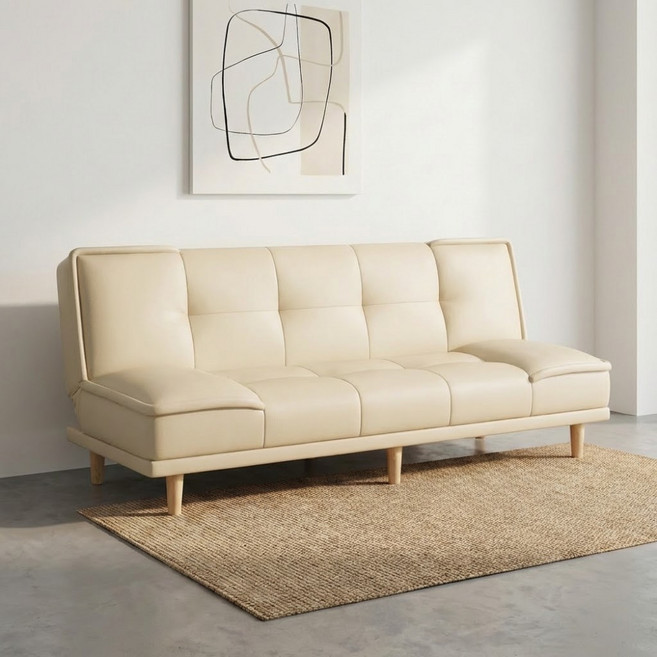 미스트 원룸형 사무실용 편안한 접이식 소파 1인용 가죽소파 MTL6, 아이보리_120cm