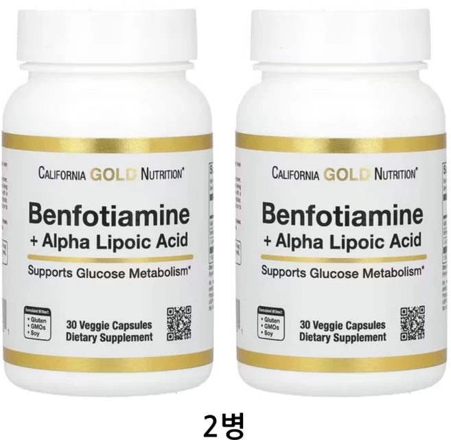 캘리포니아 골드 뉴트리션 벤포티아민 + 알파리포산 30캡슐 2통, 30정x2개, 30정 - 쿠팡
