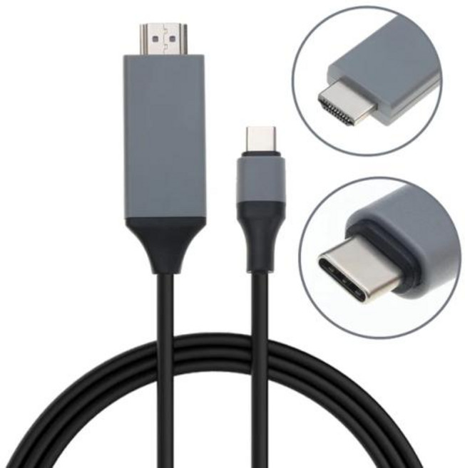 아이폰용 C 타입 마이크로 USB 3.0 HDMI 오디오 케이블 전화 화면 연결 HDMI 호환 HDTV 프로젝터 비디오 어댑터 컨버터, 03 Black 3 IN 1 HDMI, Black 2M Type C, 1개