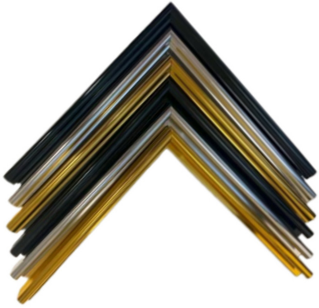 알루미늄 액자 프레임 틀 라운드형 측면 줄무늬 맞춤 주문제작(아크릴 MDF포함), 4x6인치(10.1x15.2), 유광골드, 1개