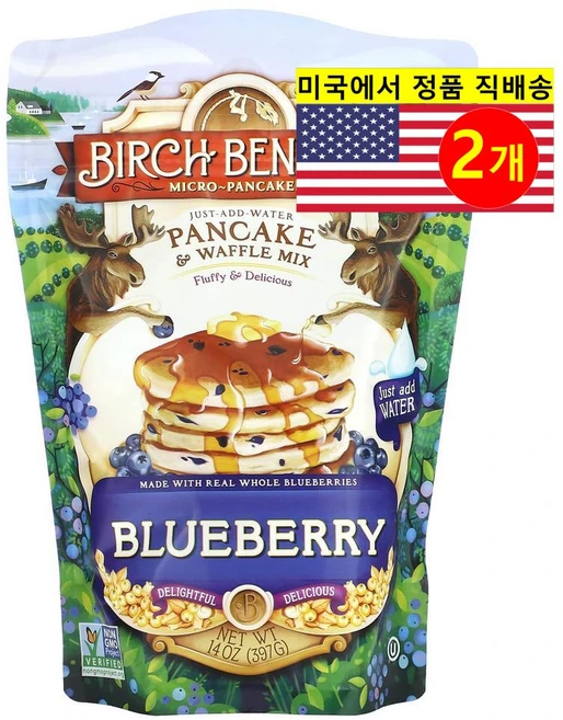 Birch Benders 풍부한 섬유질 건강하고 맛있는 다용도 컴플리트 블루베리 팬케이크 & 와플 믹스 397g 2개 - 쿠팡