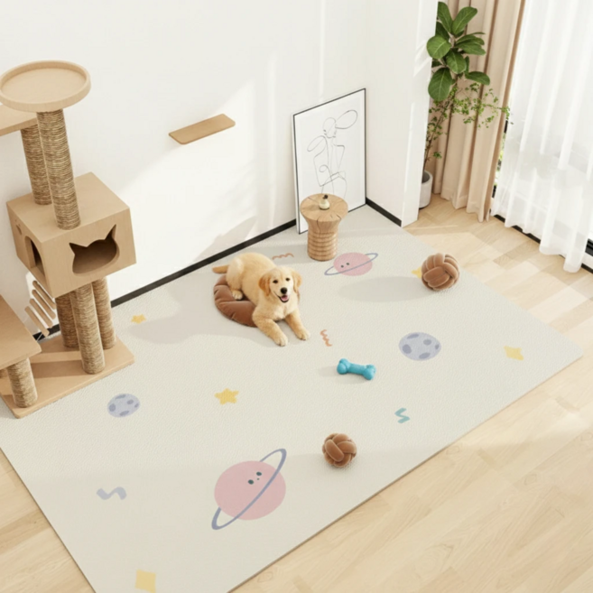 홈앤힐링 강아지 매트 대형 고양이 거실 바닥매트, 1개, 해와 별