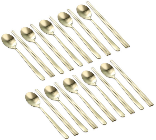 키친왕 업소용 민무늬 수저세트, 100세트, 숟가락 + 젓가락, 티타늄