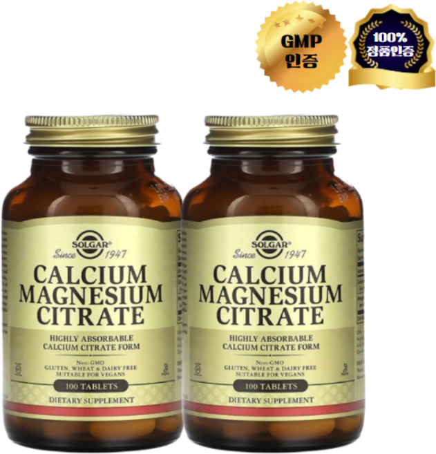 1+1 솔가 칼슘 마그네슘 구연산염 100정, 2개