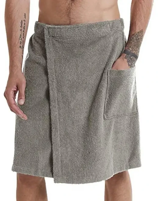 남성용 소프트 웨어러블 목욕 타올 포켓 가운 샤워 랩 사우나 체육관 수영 스파 비치 Toalla De Playa, 01 L, 01 Grey-