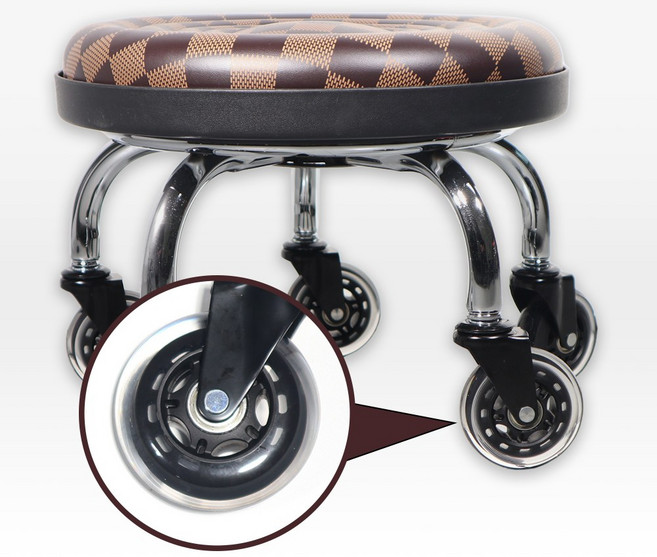 뷰티다모아 (25cm) 앉은뱅이 작업 의자 (3인치) 무소음 우레탄 베어링 바퀴 CheckBrown, B타입(25cm), 1개, 체크브라운