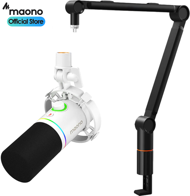 마오노 PD200X + BA91 방송용 녹음용 유튜브 틱톡 팟캐스트 마이크 스탠드 패키지, PD200X 화이트 + BA91 고급형 붐암스탠드 블랙