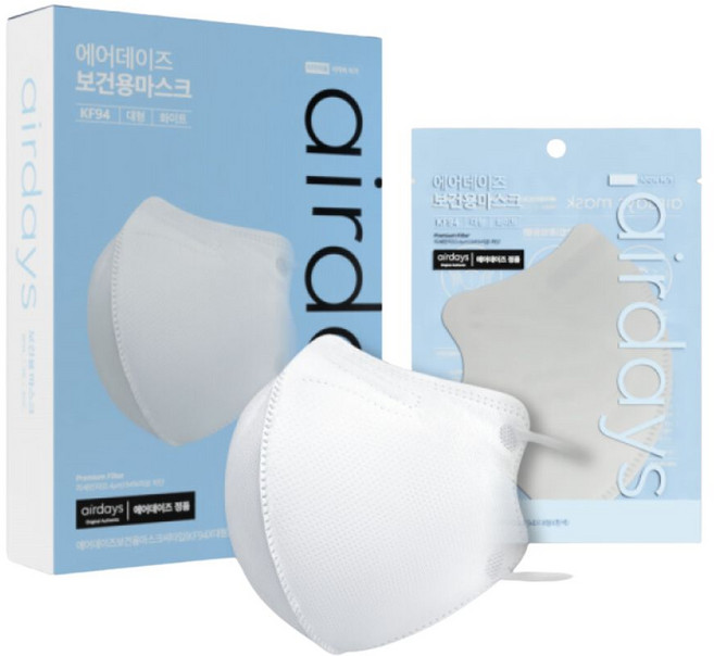 에어데이즈 KF94 보건용 새부리형 C타입 마스크 대형, 1세트, 10매입, 화이트
