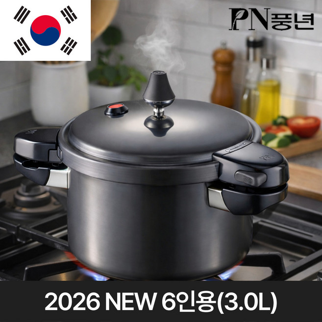 PN풍년 국산 블랙펄메가 IH 압력솥 가정용 업소용 인덕션 사용 26년형, 1개, 6인, 3L