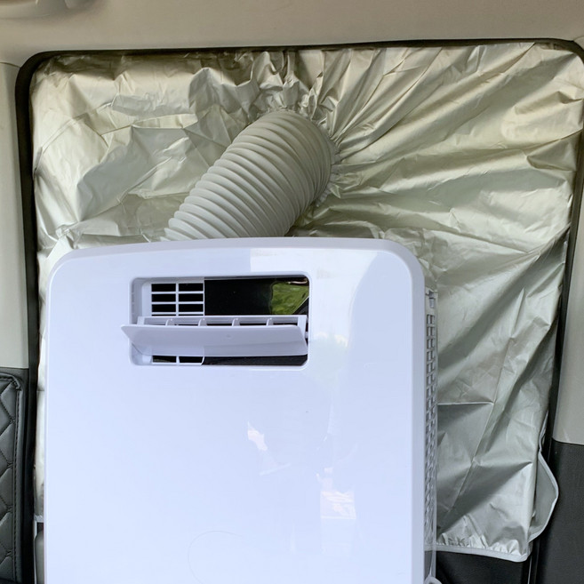 차박 이동식 에어컨 구멍 커버 에어컨쉴드 커튼 차량 휴대용 에어컨 바람구멍 배기 창문 커버 가리개, 1개