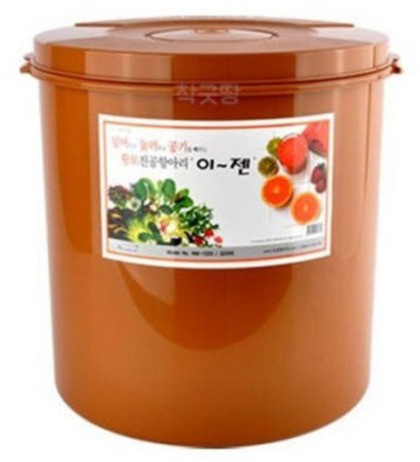 이젠 황토 진공 항아리 원형 45L 김치통 오이지 장아찌통 절임류 매실통 장류 된장 고추장 쌀보관용기 누름독 누름통, 1개