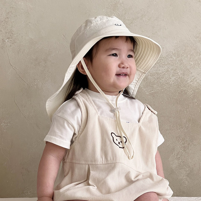 ECLL 아기 스마일 물놀이 모자 자외선 차단 유아 플랩캡