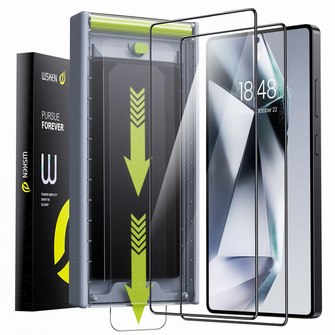 WSKEN 강화유리 액정보호필름 간편한 고화질 9H+ Easy 자동부착, 2개