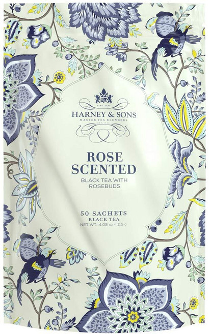 하니앤손스 Harney Sons 로즈 향 차 주머니 50개 향이 나는 홍차와 부드러운 핑크 로즈버드, 115g