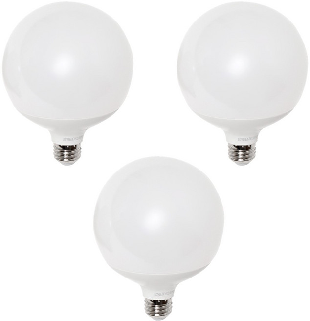 금호전기/번개표 큰 볼전구 15W G125 숏넥, 3개, 주광색