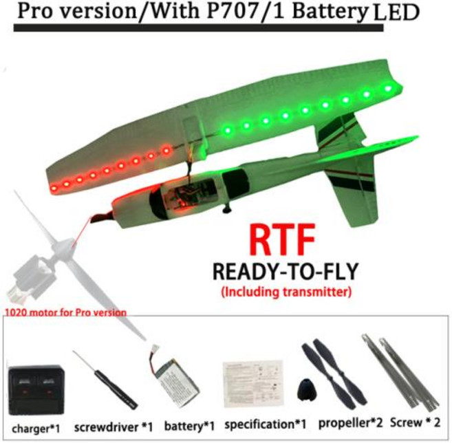 RC비행기 최신 F949 프로 버전 24G 3Ch RC 비행기 3D 6G 고정익 CESNA182 야외 장난감 RTF 자이로스코프 1020 모터 포함, 7) P707 Pro LED 1B, 1개