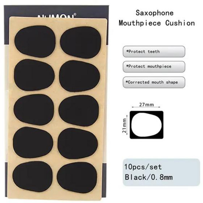 실리콘 색소폰 마우스피스 쿠션 클라리넷 치아 패드 보호대 악기 액세서리 10 개, 05 Sax Black 0.8, 05 Sax Black 0.8, 1개
