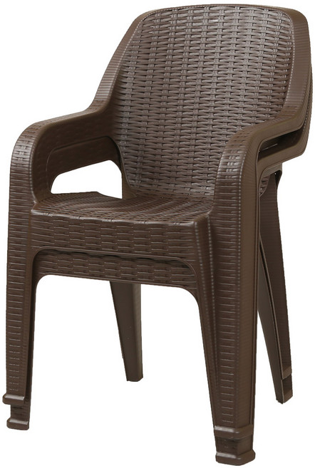 지오리빙 창신 라탄팔걸이 플라스틱 의자 2개 체어 야외 카페 업소용 펜션 비치 프라스틱, 브라운